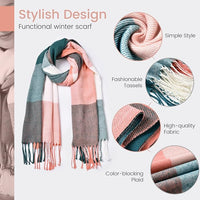 Soft Cashmere Winter Scarf - Martha-Pink Green Checked-State of Style