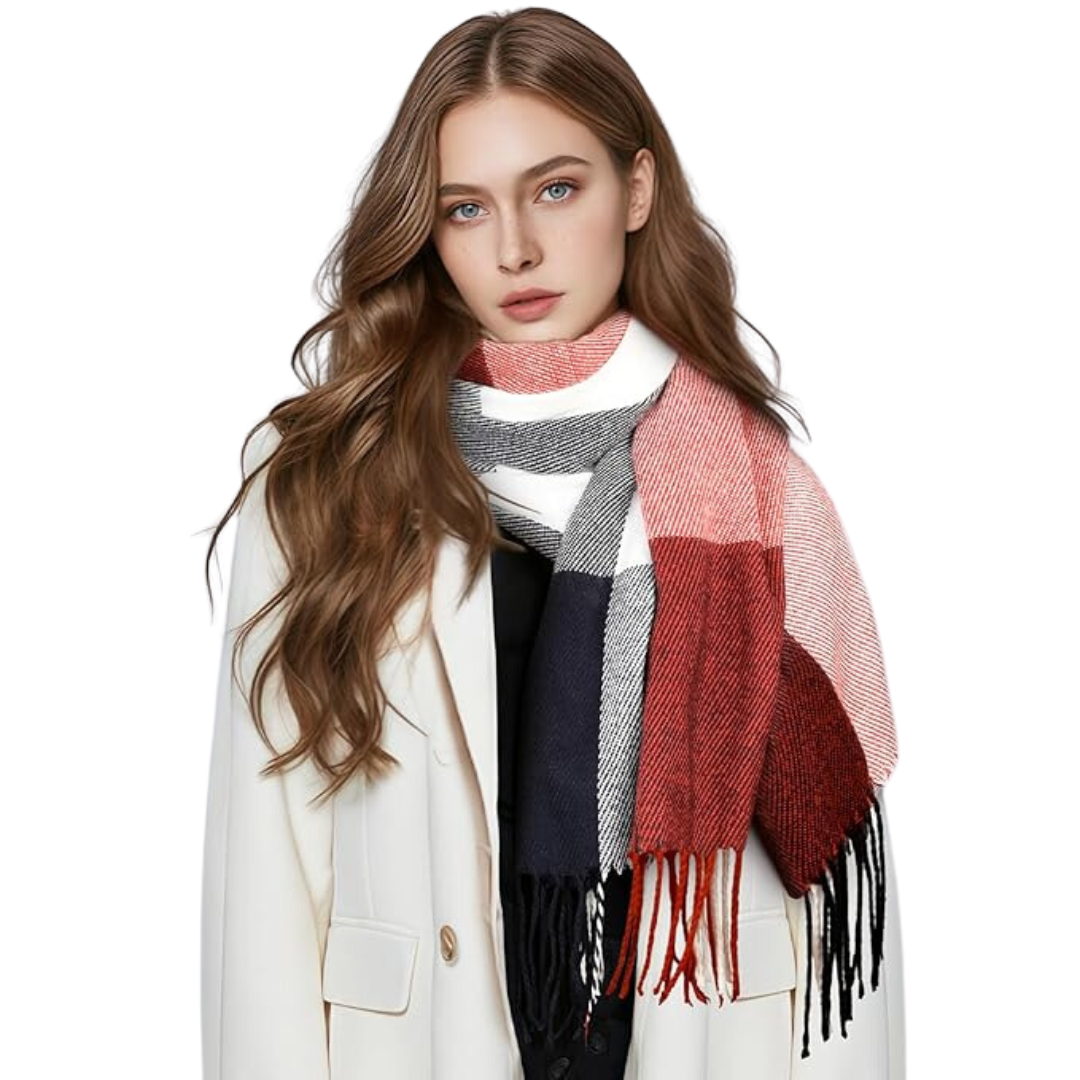 Soft Cashmere Winter Scarf - Martha-Red Blue-State of Style