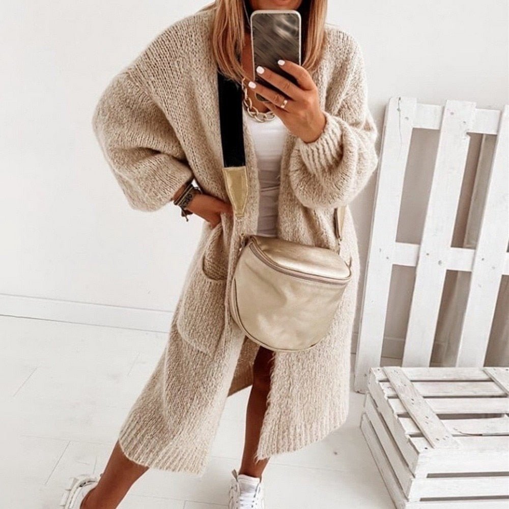 Soft Knitted Oversized Cardigan - Sienna-Khaki-XS-State of Style