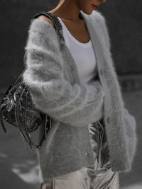 Soft Knitted Women's Cardigan with V-Neck - Sophie-Gray-S-State of Style