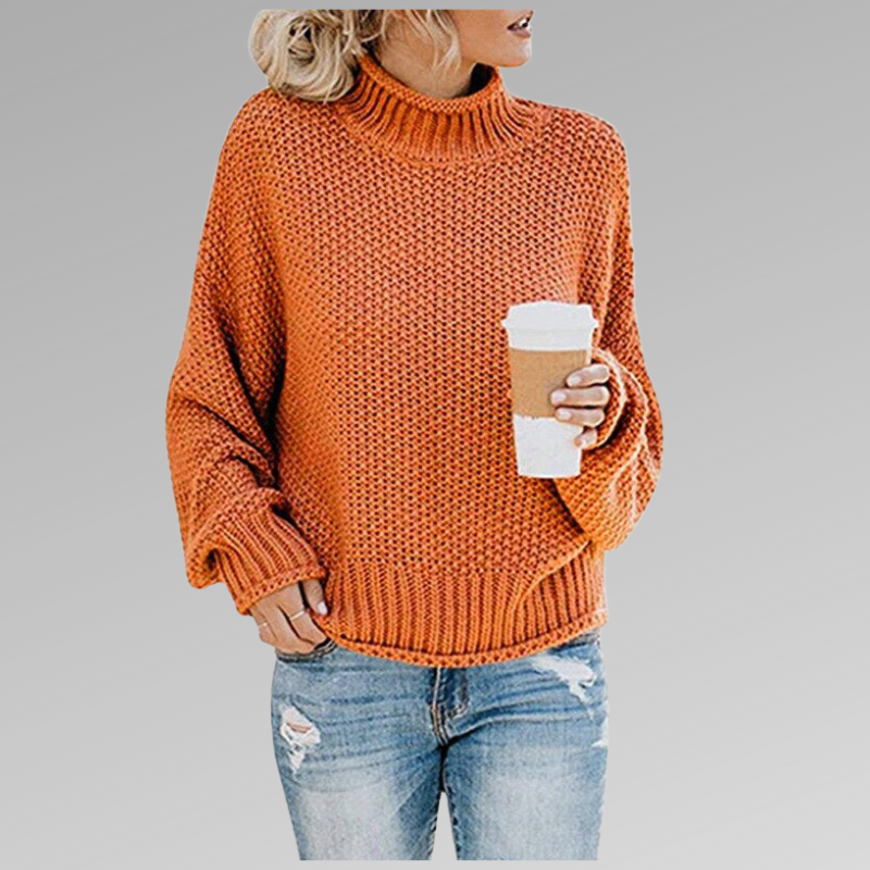 Soft Knitted Women's Sweater - Luna-Orange-S-State of Style