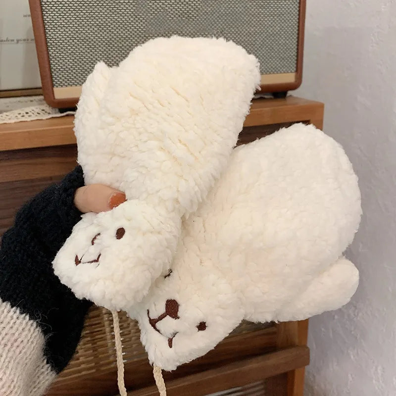 Soft Ladies Teddy Mittens - Mila-White B-State of Style