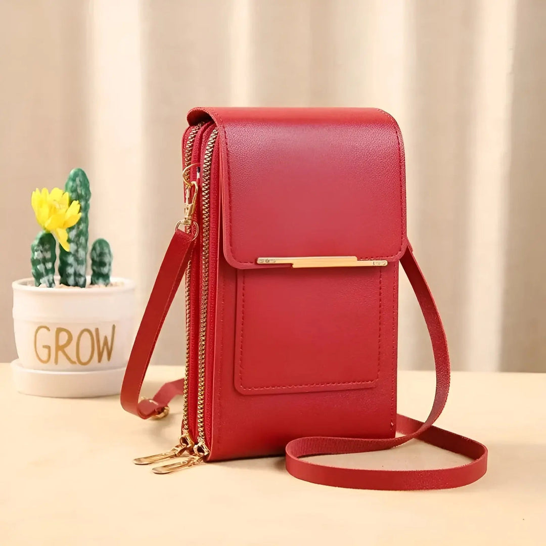 Soft Leather Shoulder Bag with Anti-Theft Protection - SafeTouch-Red-State of Style