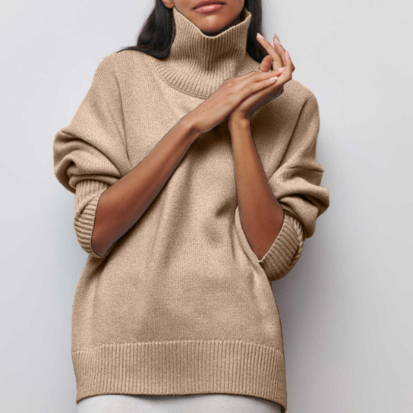 Soft Oversized Turtleneck Sweater - Celeste-Beige-One Size-State of Style