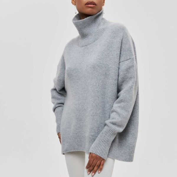 Soft Oversized Turtleneck Sweater - Celeste-Grey-One Size-State of Style