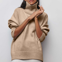 Soft Oversized Women's Turtleneck - Celeste-Beige-One Size-State of Style