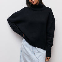 Soft Oversized Women's Turtleneck - Celeste-Black-One Size-State of Style
