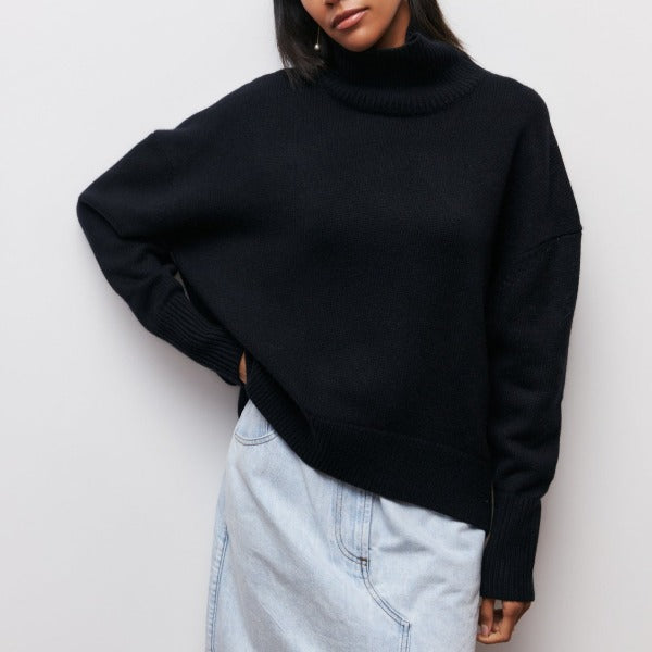 Soft Oversized Women's Turtleneck - Celeste-Black-One Size-State of Style