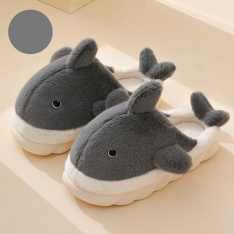 Soft Plush Shark Slippers - SnugShark-Grey-5-6-State of Style