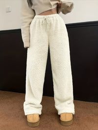 Soft Teddy Sherpa Lounge Pants for Ladies – Noémie-Beige-S-State of Style