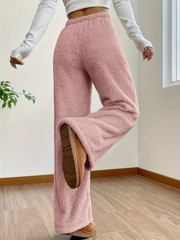 Soft Teddy Sherpa Lounge Pants for Ladies – Noémie-Beige-S-State of Style
