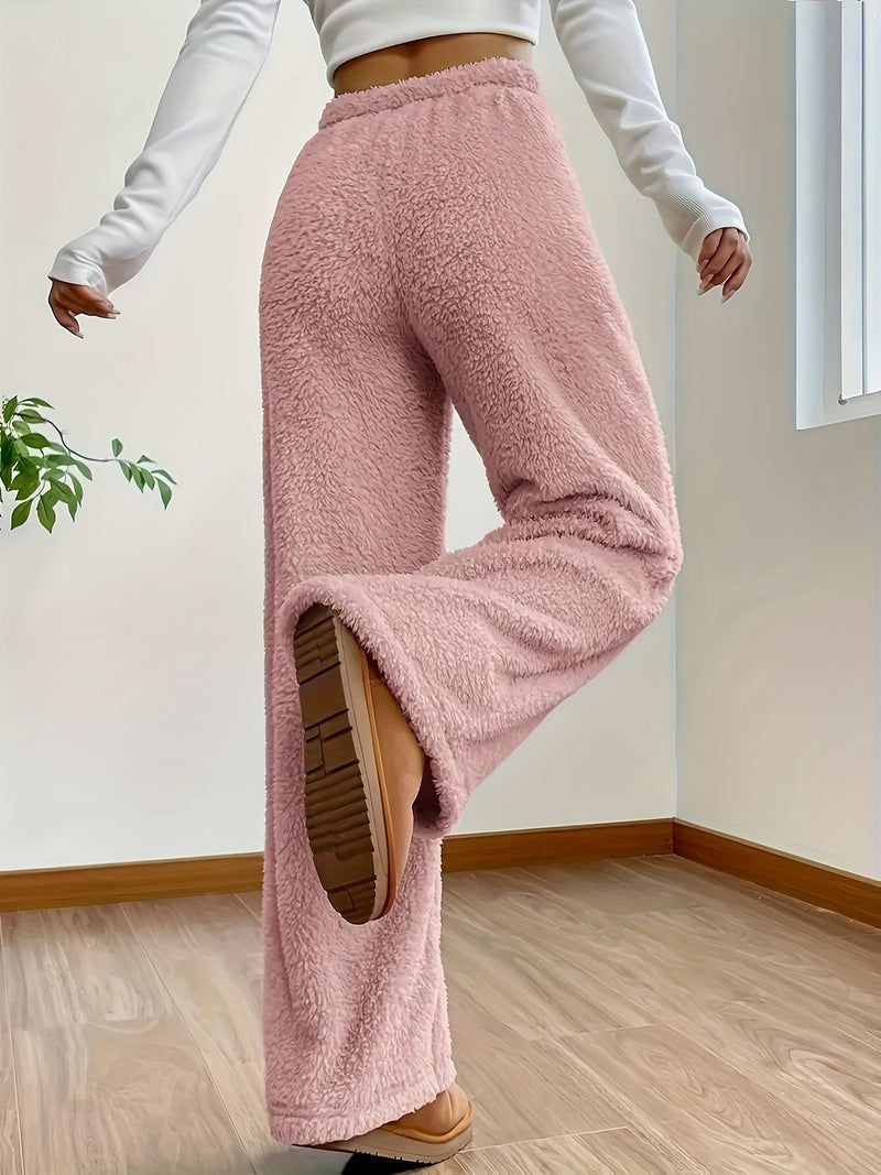 Soft Teddy Sherpa Lounge Pants for Ladies – Noémie-Beige-S-State of Style