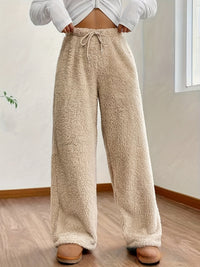 Soft Teddy Sherpa Lounge Pants for Ladies – Noémie-Beige-S-State of Style