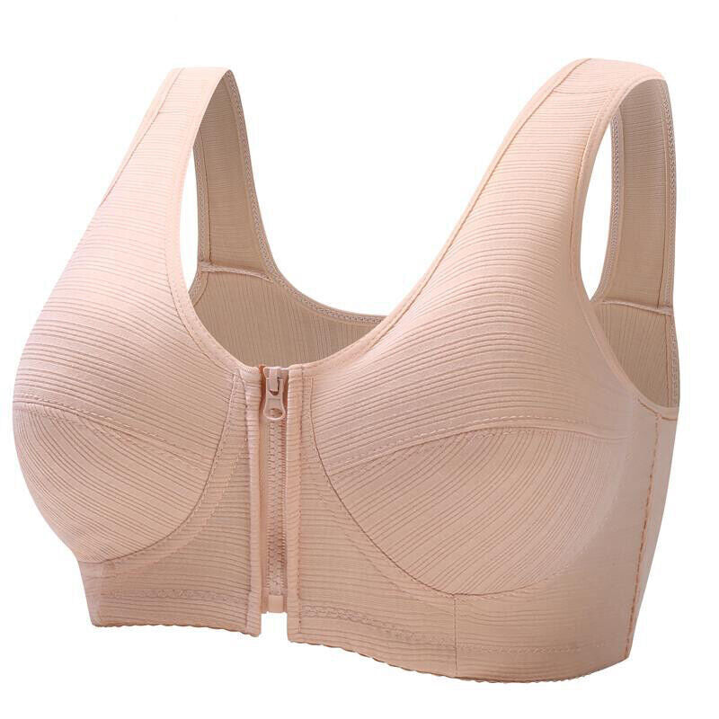 Soft Vest-Style Plus Size Bra-Beige-12-State of Style
