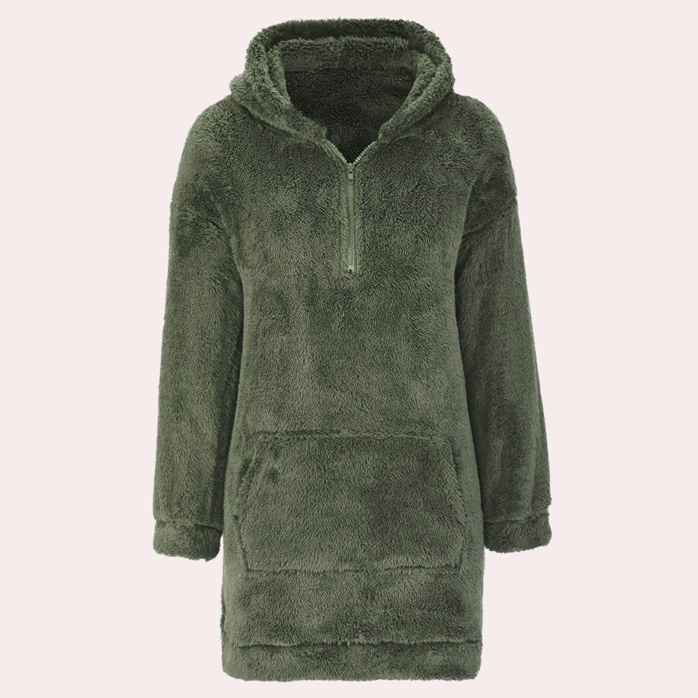 Soft Warm Winter Jumper with Zip for Women - Maëlle-Green-XS-State of Style