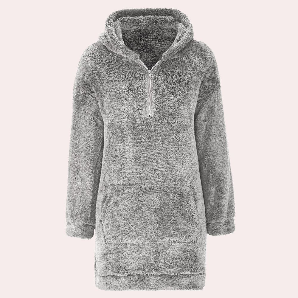 Soft Warm Winter Jumper with Zip for Women - Maëlle-Grey-XS-State of Style