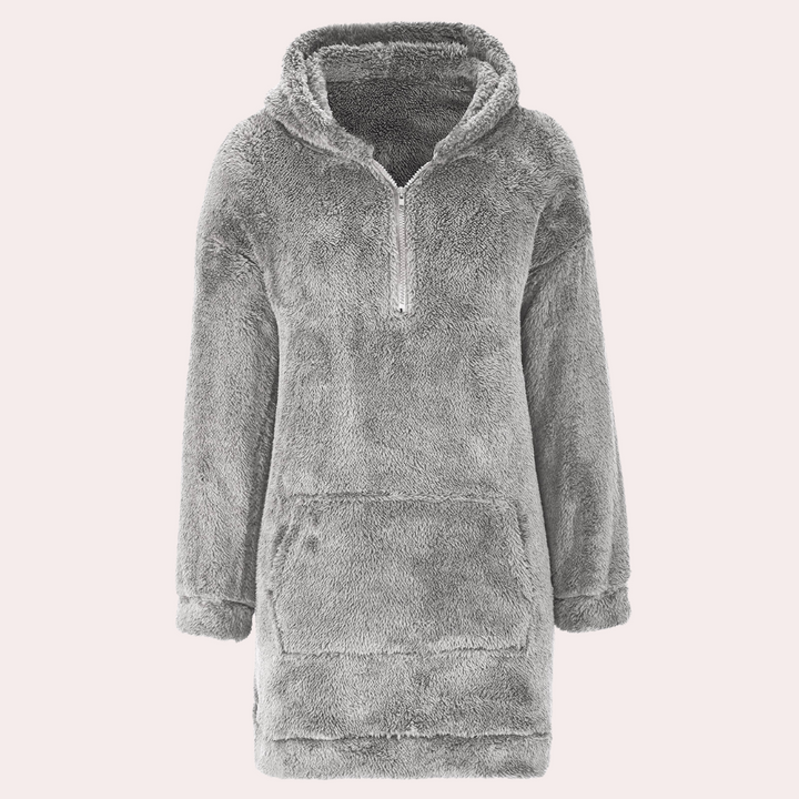 Soft Warm Winter Jumper with Zip for Women - Maëlle-Grey-XS-State of Style