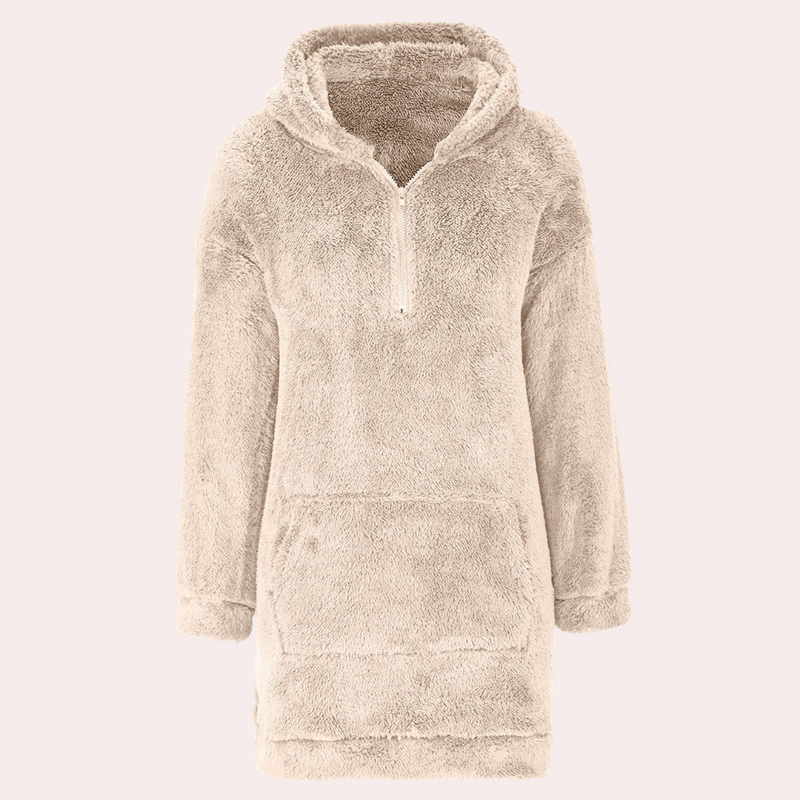 Soft Warm Winter Jumper with Zip for Women - Maëlle-Khaki-XS-State of Style