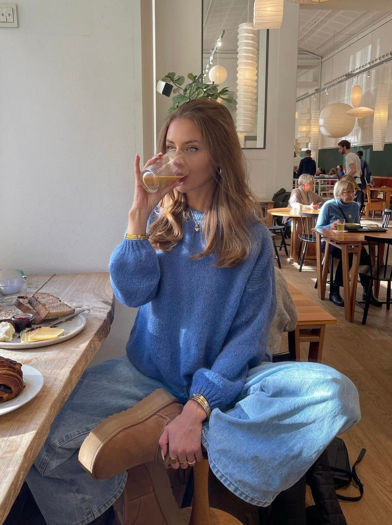 Soft Women's Sweater with Loose Fit - Aurena-Blue-XS/S-State of Style