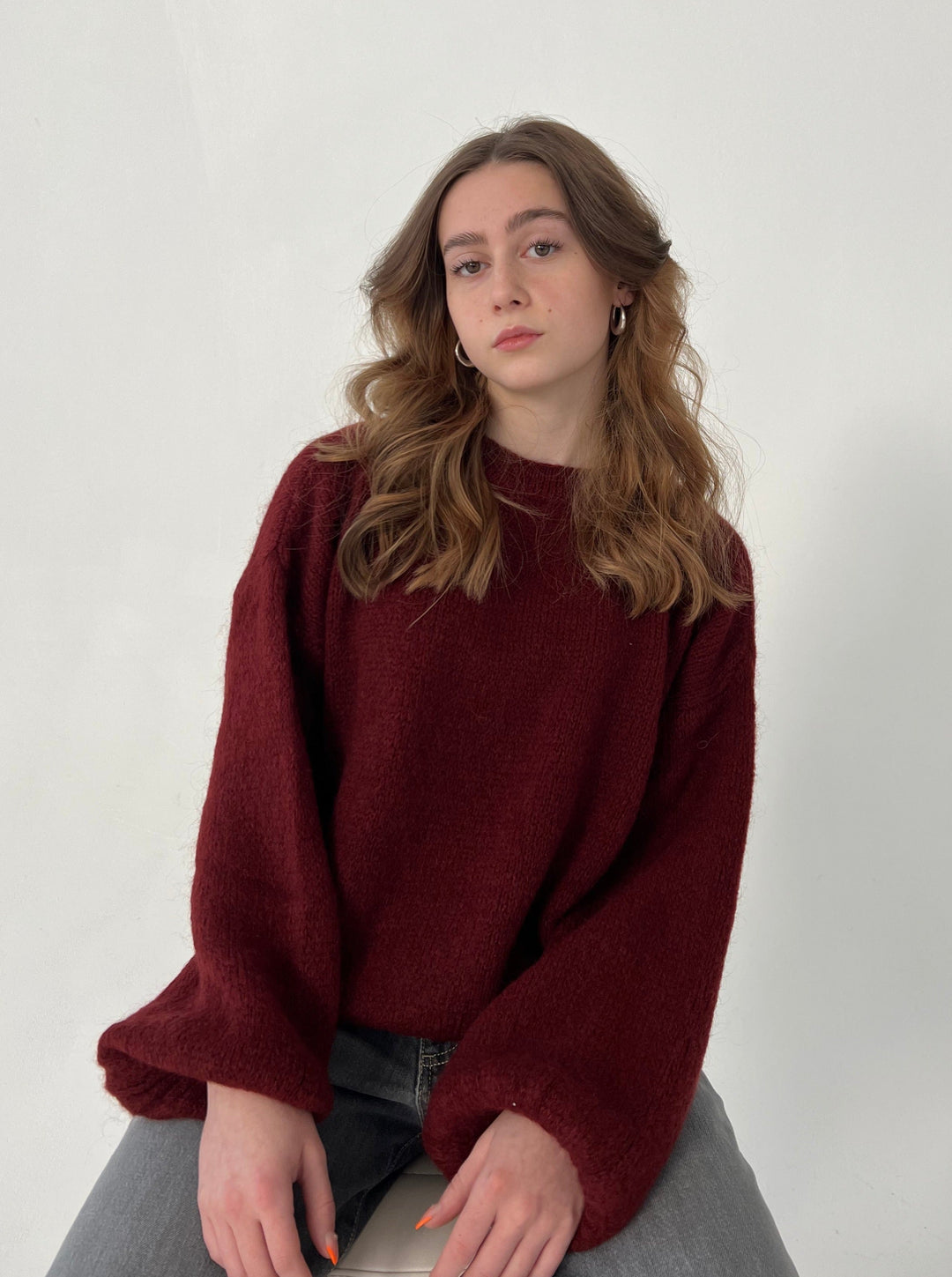 Soft Women's Sweater with Relaxed Fit - Aurena-Red-XS/S-State of Style