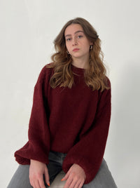 Soft Women's Sweater with Relaxed Fit - Aurena-Red-XS/S-State of Style