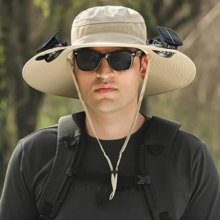 Solar energy hat with fan and UV protection - SolarCool™ VentiHat-Khaki-State of Style