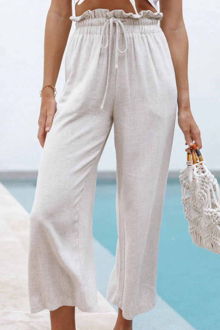 Solene | Summer Linen Trousers-Beige-M-State of Style