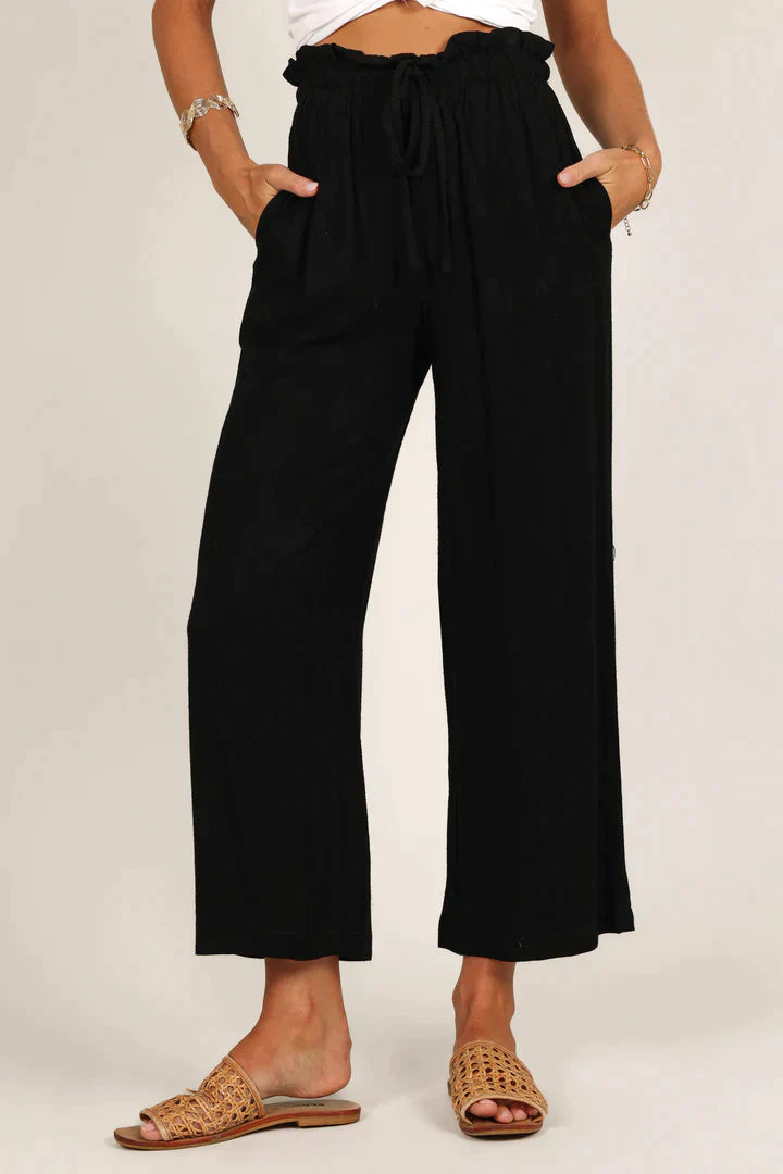 Solene | Summer Linen Trousers-Black-M-State of Style