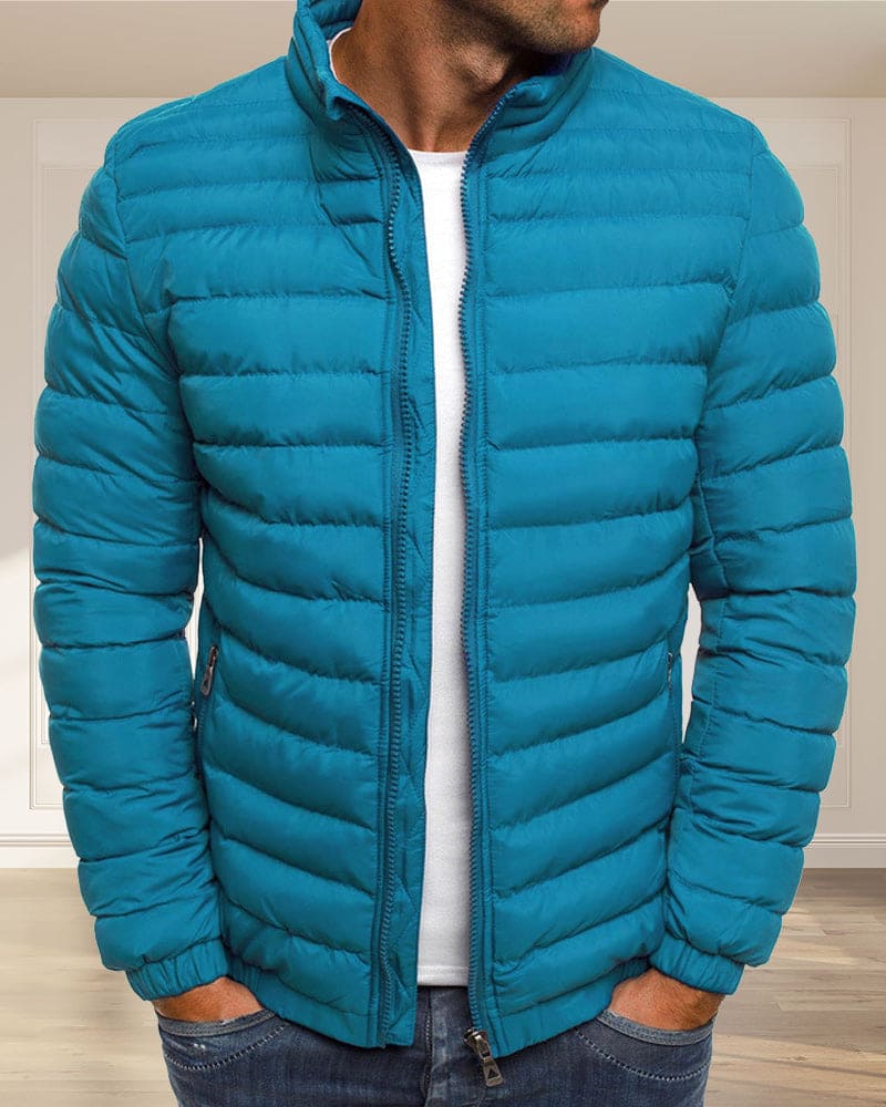 Solid Color Jacket with Zipper - Ethan-Blue-S-State of Style