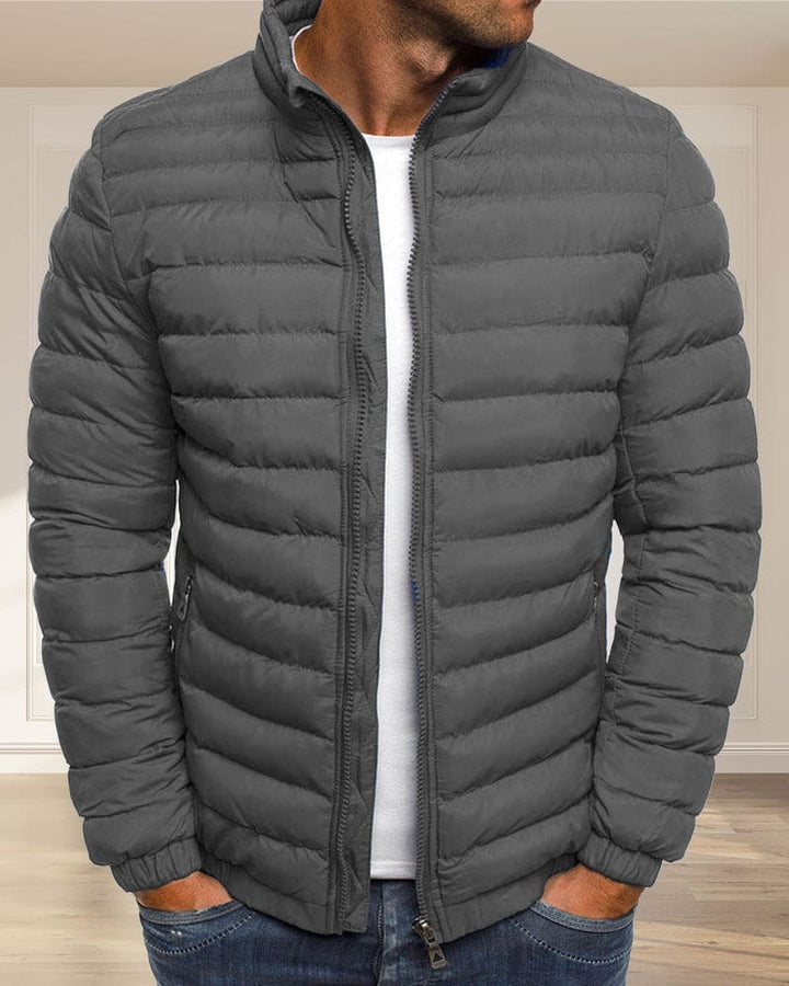 Solid Color Jacket with Zipper - Ethan-Blue-S-State of Style
