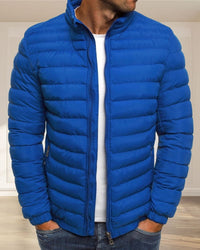 Solid Color Jacket with Zipper - Ethan-Blue-S-State of Style
