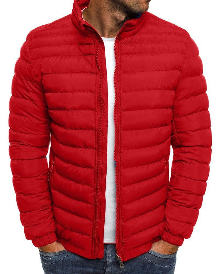 Solid Color Jacket with Zipper - Ethan-Red-S-State of Style