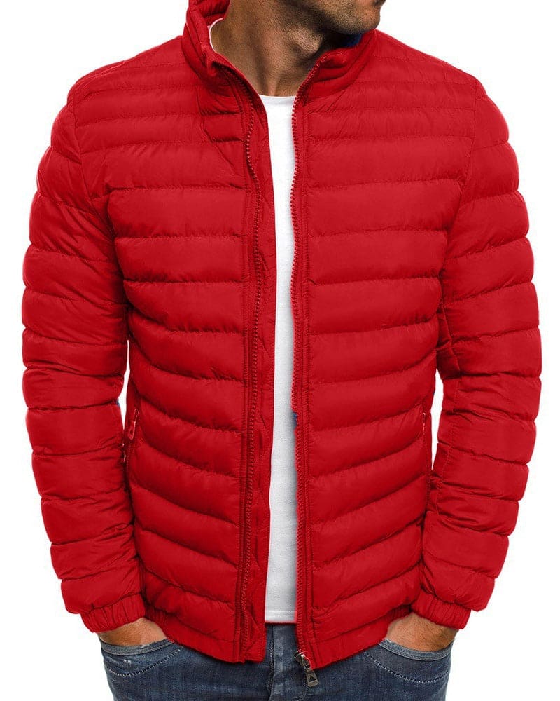 Solid Color Jacket with Zipper - Ethan-Red-S-State of Style