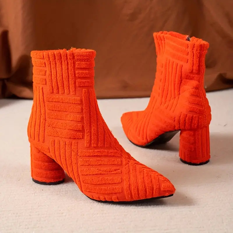 Solid-Coloured Women's Boots with Block Heel - Selene-Black-5-State of Style