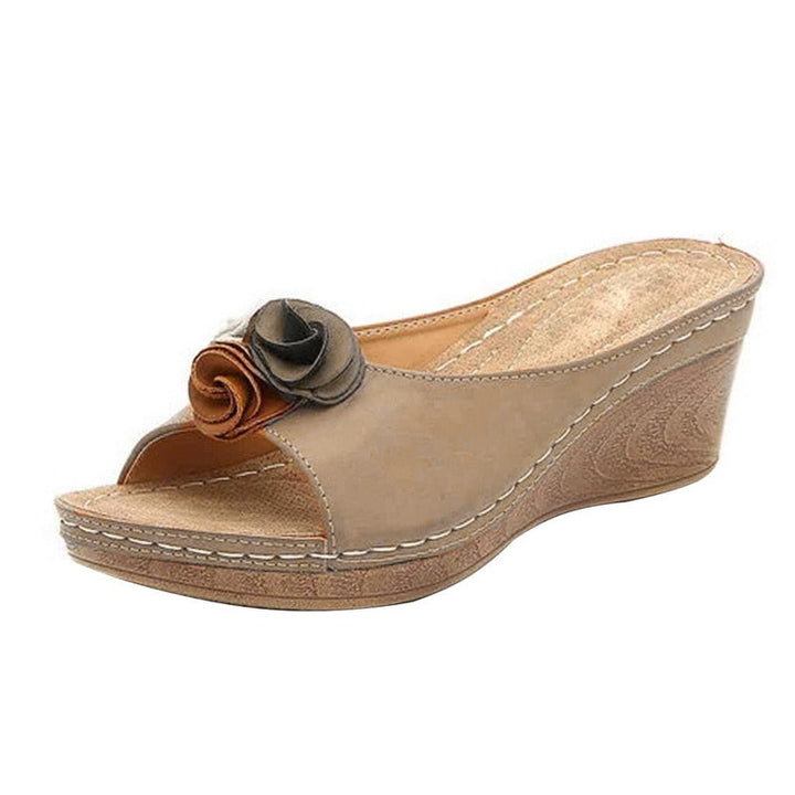 Sophia - Orthopedische Blauwe Bloemen Sleehakken-Beige-33-State of Style