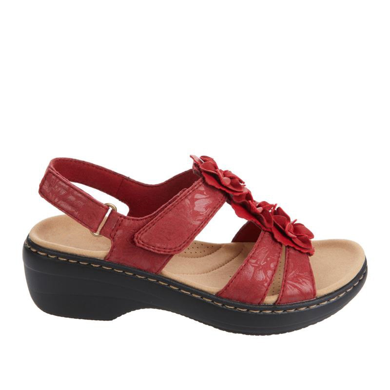 Sophia - Orthopedische Zwarte Bloemen Sandalen-Rood-34-State of Style
