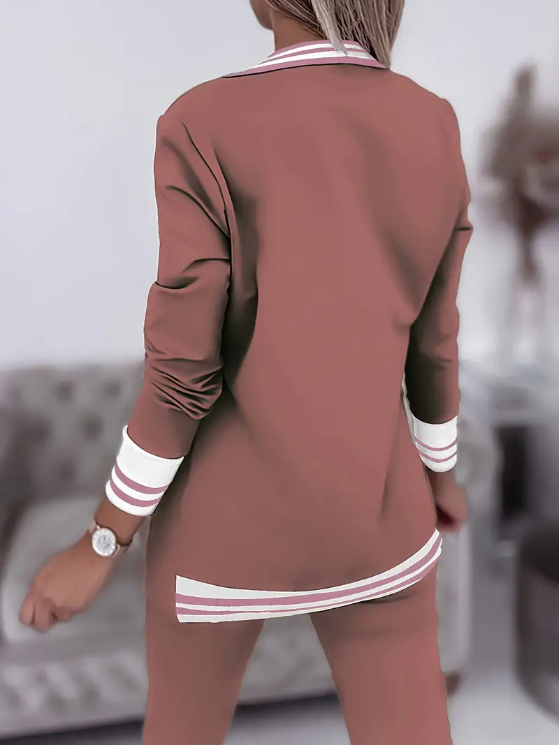 Sophie Casual Striped Streetwear Set-Pink-M-State of Style