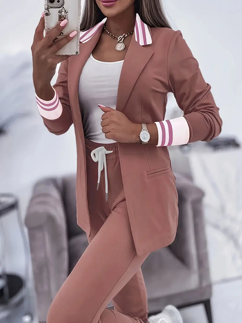 Sophie Casual Striped Streetwear Set-Pink-M-State of Style