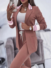 Sophie Casual Striped Streetwear Set-Pink-M-State of Style