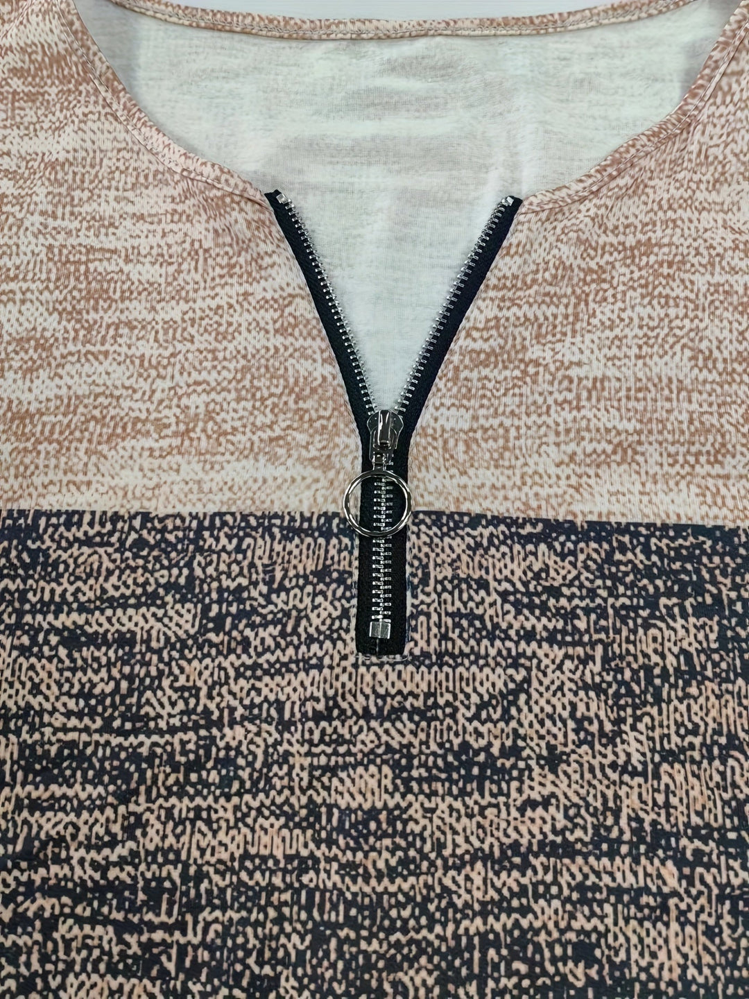 Ladies' sweater with block stripes and quarter zip – Mila