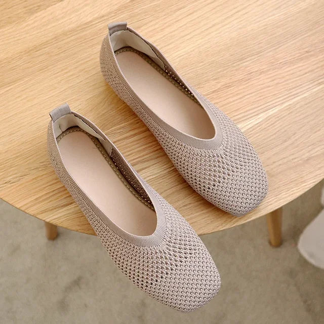 Sophie - Orthopedische Beige Ballerina's-Khaki vierkant-35-State of Style