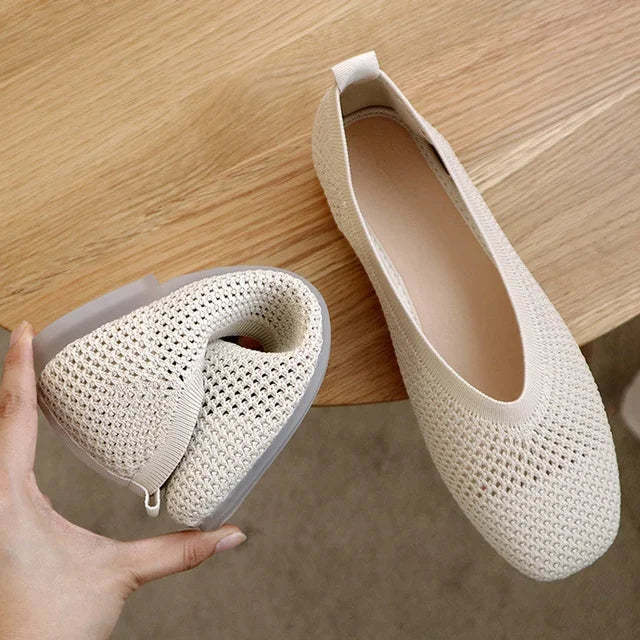 Sophie - Orthopedische Beige Ballerina's-Wit vierkant-35-State of Style