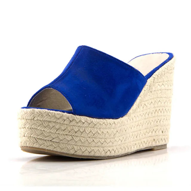 Sophie - Orthopedische Beige Sleehak Slippers-Blauw 10.5cm Hoogte-3-State of Style