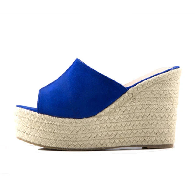 Sophie - Orthopedische Beige Sleehak Slippers-Blauw 9cm Hoogte-3-State of Style