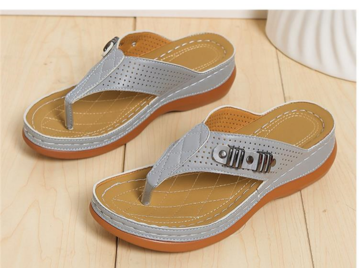 Sophie - Orthopedische Zwarte Stijlvolle Sandalen-Grijs-34-State of Style