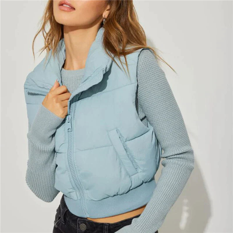 Sophie Puffer Vest | The Trendy Cosy Vest-Beige-S-State of Style