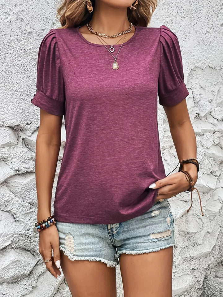 Sophie Short Sleeve Top | Ruffle Detail & Trendy Fit-Bordeaux Red-S-State of Style