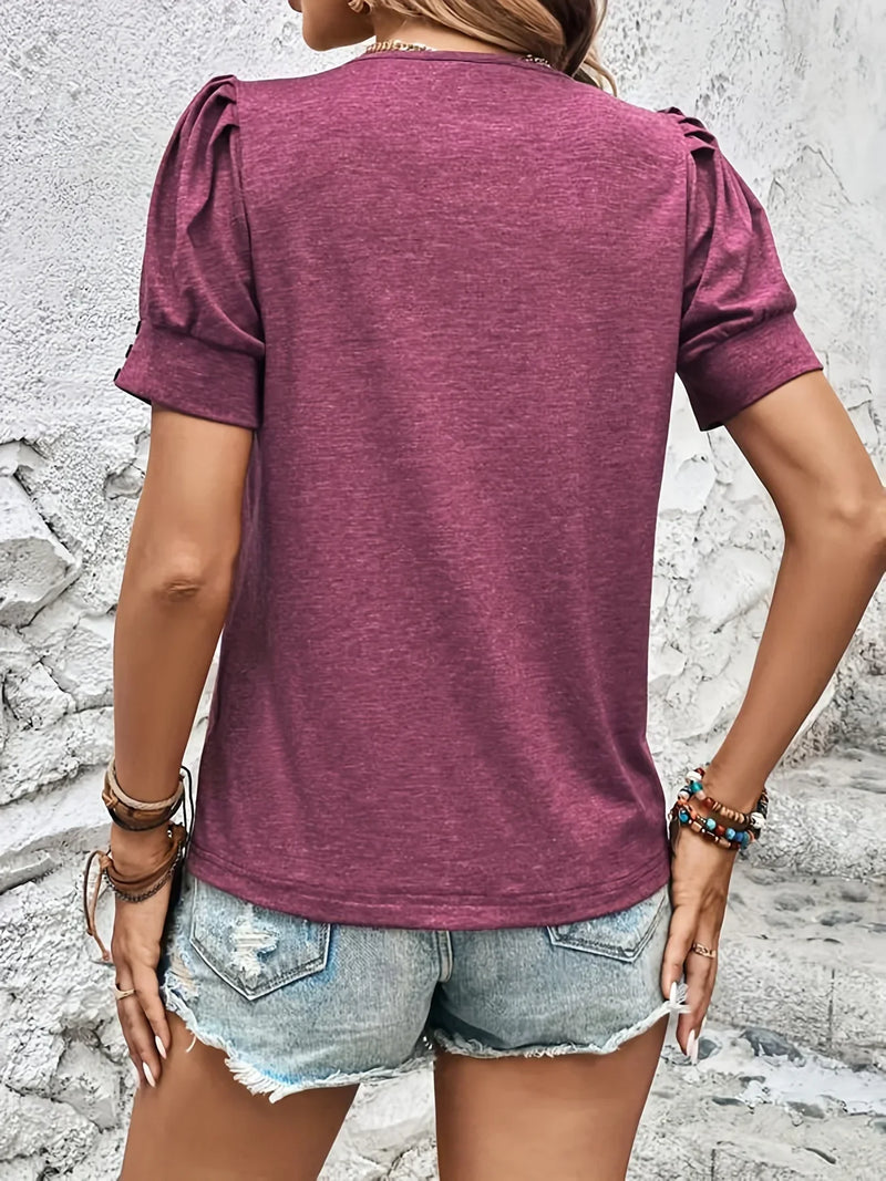 Sophie Short Sleeve Top | Ruffle Detail & Trendy Fit-Bordeaux Red-S-State of Style