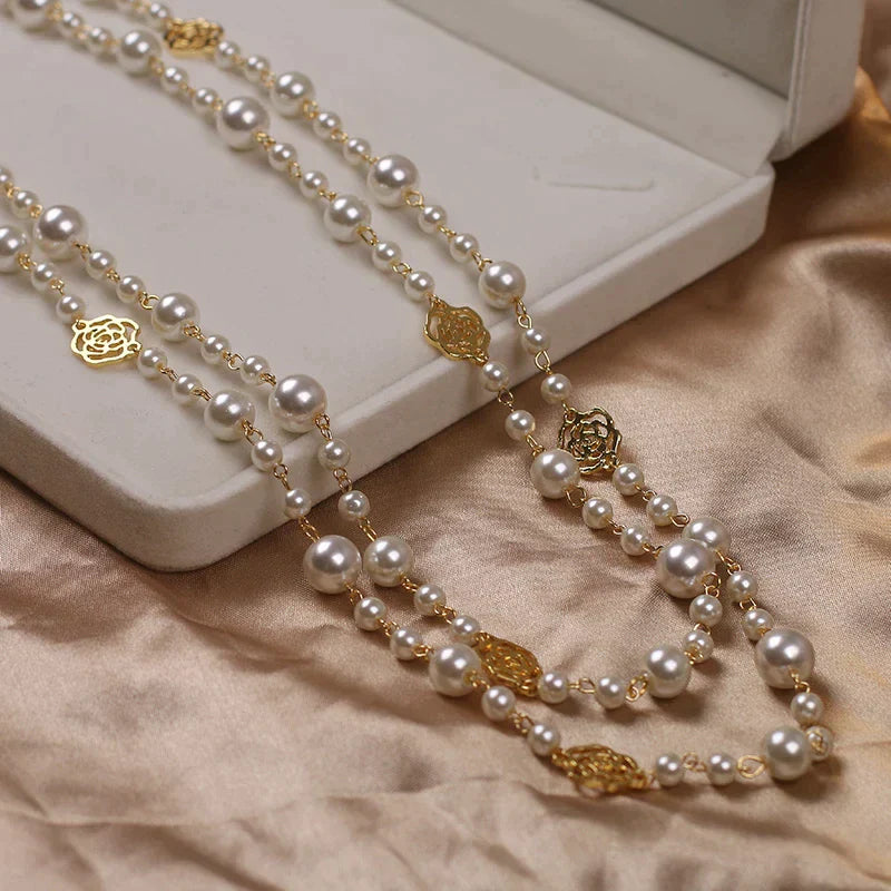 Sophisticated Long Pearl Necklace-State of Style