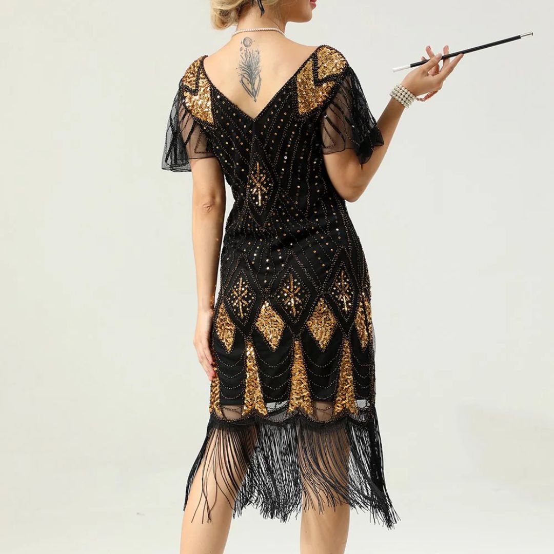 Sparkling 1920s Fringe Dress | Glamorous Party Outfit-S-State of Style